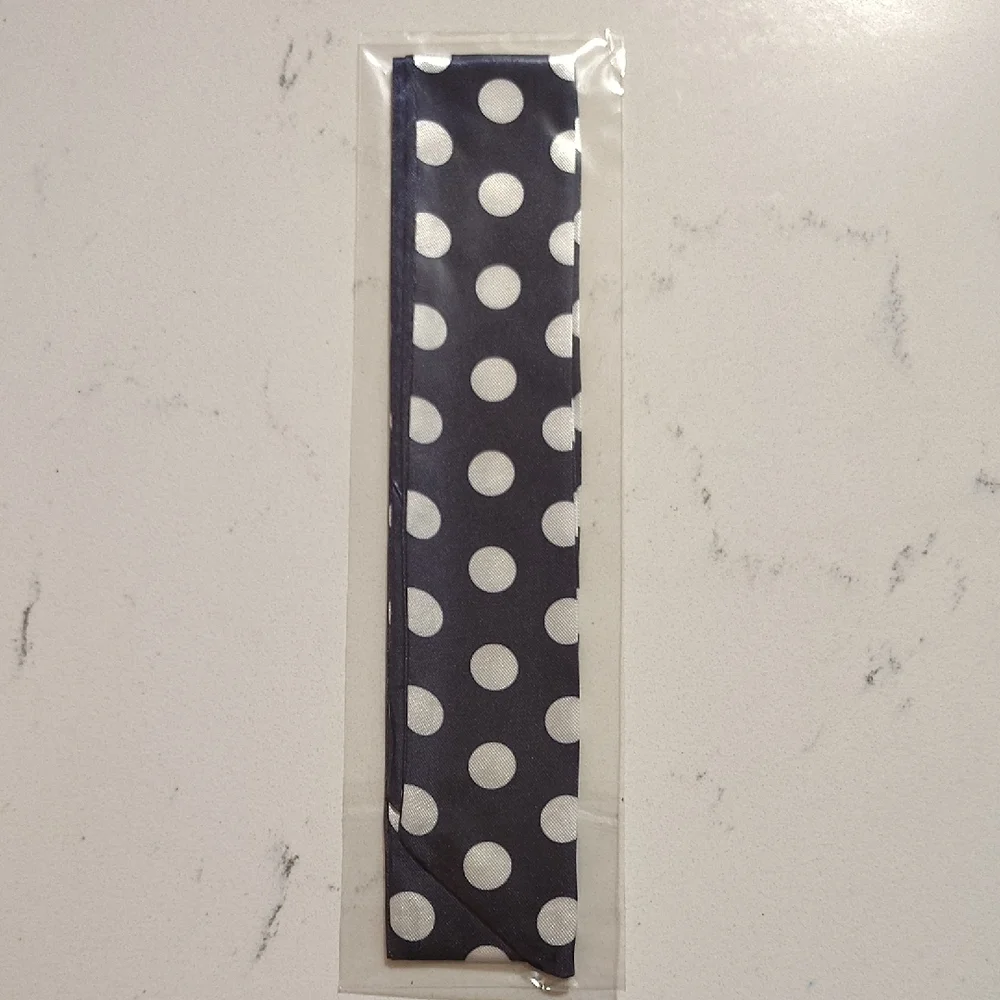 🆕Navy White Polka Dot Tie/Twill/Scarf